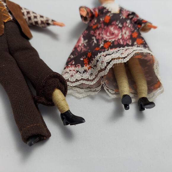 Vintage Thread Wrapped Dollhouse Dolls Couple Man Woman Grandfather Grandmother - Picture 4 of 10